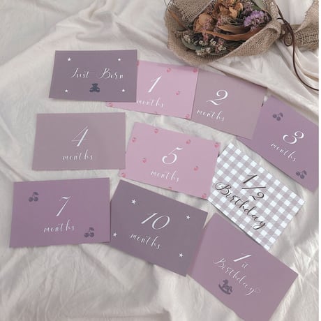 くすみカラー（pink）　monthly card
