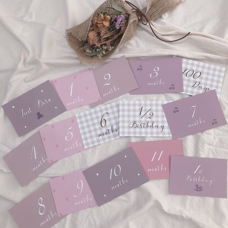 くすみカラー（pink）　monthly card