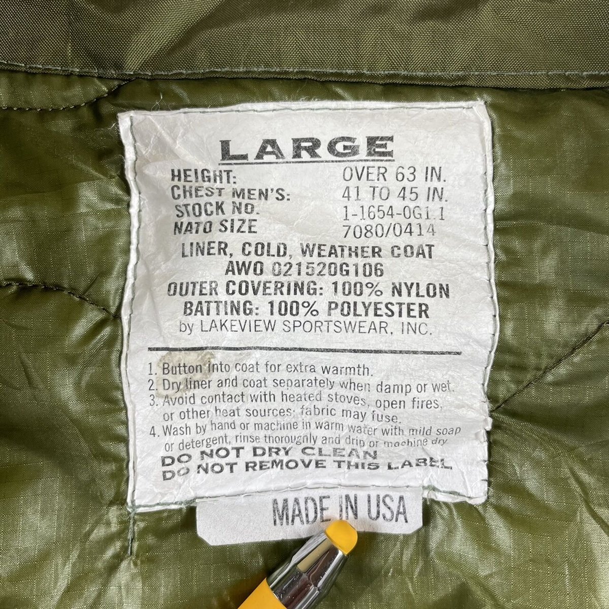 LAKEVIEW SPORTSWEAR M-65 米軍 ミリタリー 古着 XL - メルカリ