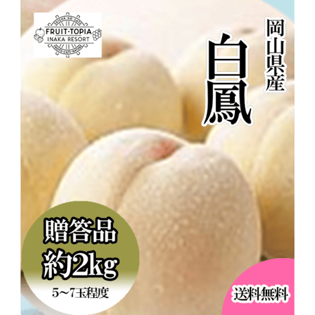 岡山県産白桃「白鳳」約２キロ ※発送時期7月上旬～7月下旬