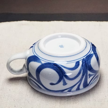 和食器 砥部焼 梅山窯 スープカップ 180CC 唐草