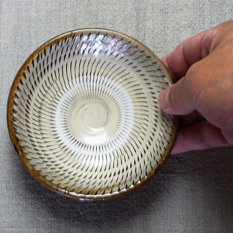 和食器 小鹿田焼 黒木昌伸窯 小皿 12cm 飛び鉋 白