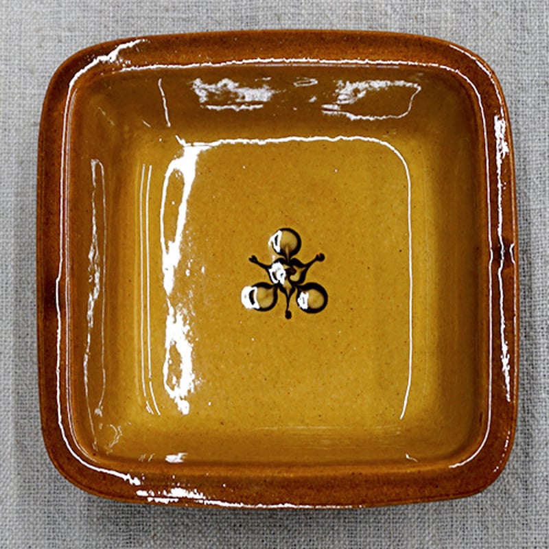 和食器 布志名焼 湯町窯 小 角鉢 12cm 花紋濃茶 黄釉 | うつわの店