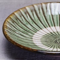 和食器 小鹿田焼 黒木昌伸窯 中皿 18cm 刷毛目 緑