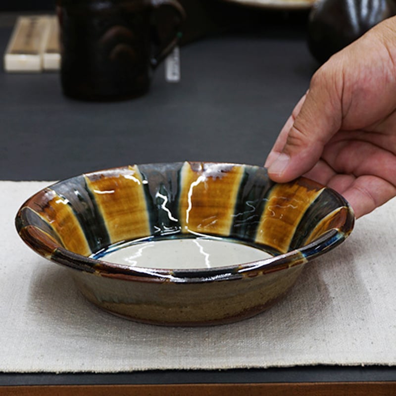 和食器　袖師焼　四代　尾野晋也作　呉須文　重箱　共布共箱　V　8774 和食器 袖師焼 四代 尾野晋也作 呉須文 重箱 共布共箱 V 8774