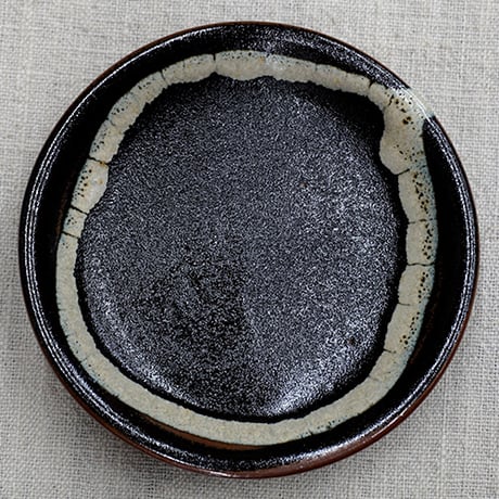 薩摩焼 和食器 龍門司焼 小皿 12cm 黒釉白流