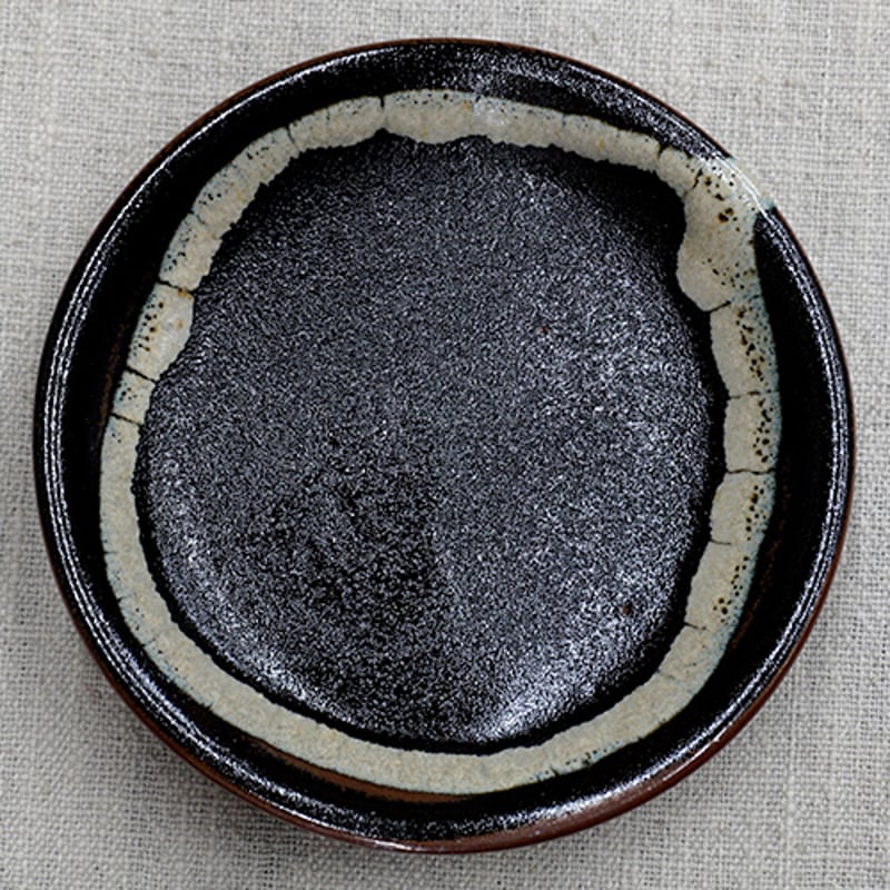 和食器 龍門司焼 小皿 12cm 黒釉白流 | うつわの店 クラフトなかつか