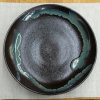 薩摩焼 和食器 龍門司焼 大皿 24cm 黒釉青流