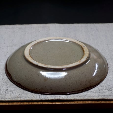 和食器 益子焼 大皿 18cm 柿釉 丸笹紋