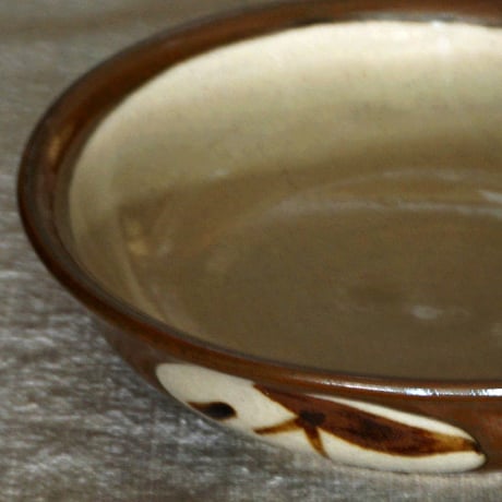 和食器 益子焼 中鉢 15cm 柿釉 外丸笹紋