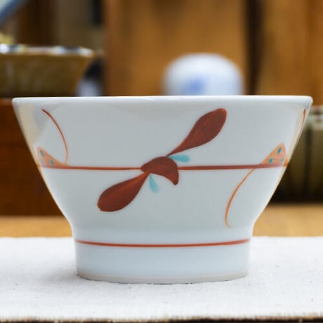 和食器 砥部焼 梅山窯 茶碗 大 12cm 赤 笹
