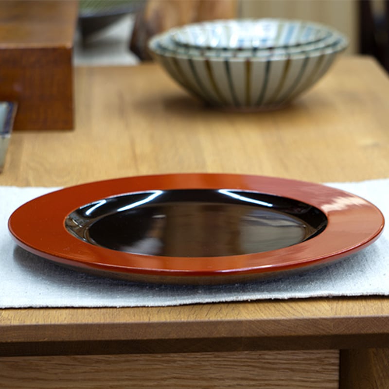 漆器 木の器 カラー プレート 24cm レッド | うつわの店 クラフトなかつか