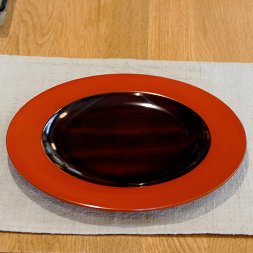オレンジ色 漆器皿 木箱付き 漆器 木の器 カラー プレート 21cm レッド | うつわの店