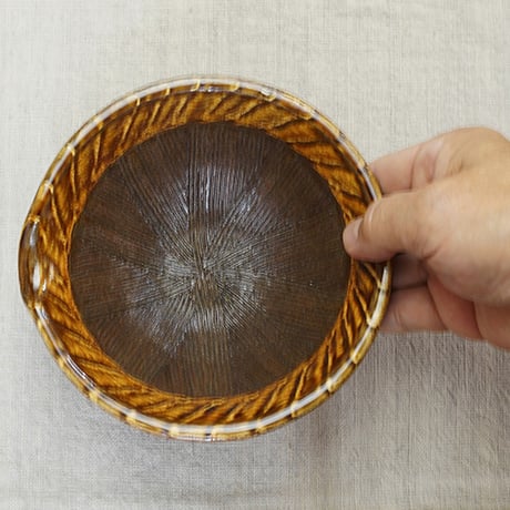 和食器 小鹿田焼 黒木昌伸窯 中 すり鉢 15cm 刷毛目 飴