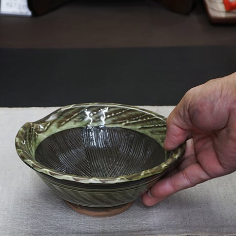 和食器 小鹿田焼 黒木昌伸窯 中すり鉢 15cm 刷毛目 緑