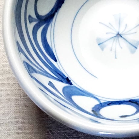 和食器 砥部焼 梅山窯 ボール 17cm 内外 唐草