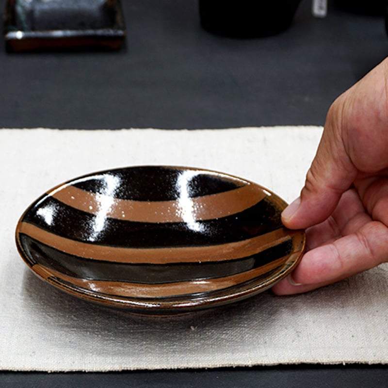 和食器 益子焼 中皿 15cm 柿釉 三流し | うつわの店 クラフトなかつか