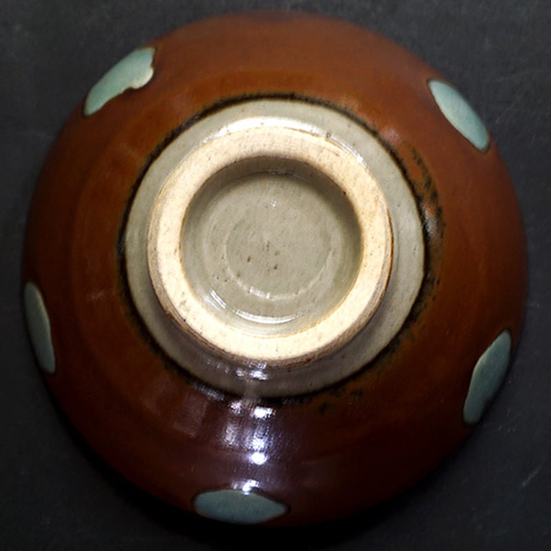 和食器 益子焼 茶碗 中 12cm 柿釉 青流し | うつわの店 クラフトなかつか