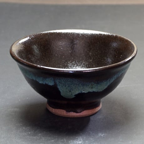 和食器 龍門司焼 茶碗 小 10.5cm 黒釉青流