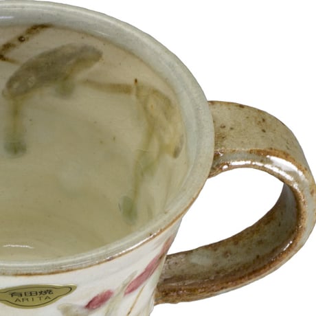 和食器 波佐見焼 マグカップ 150CC 粉引小花 赤