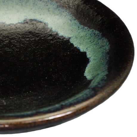 和食器 龍門司焼 豆皿 9cm 黒釉青流