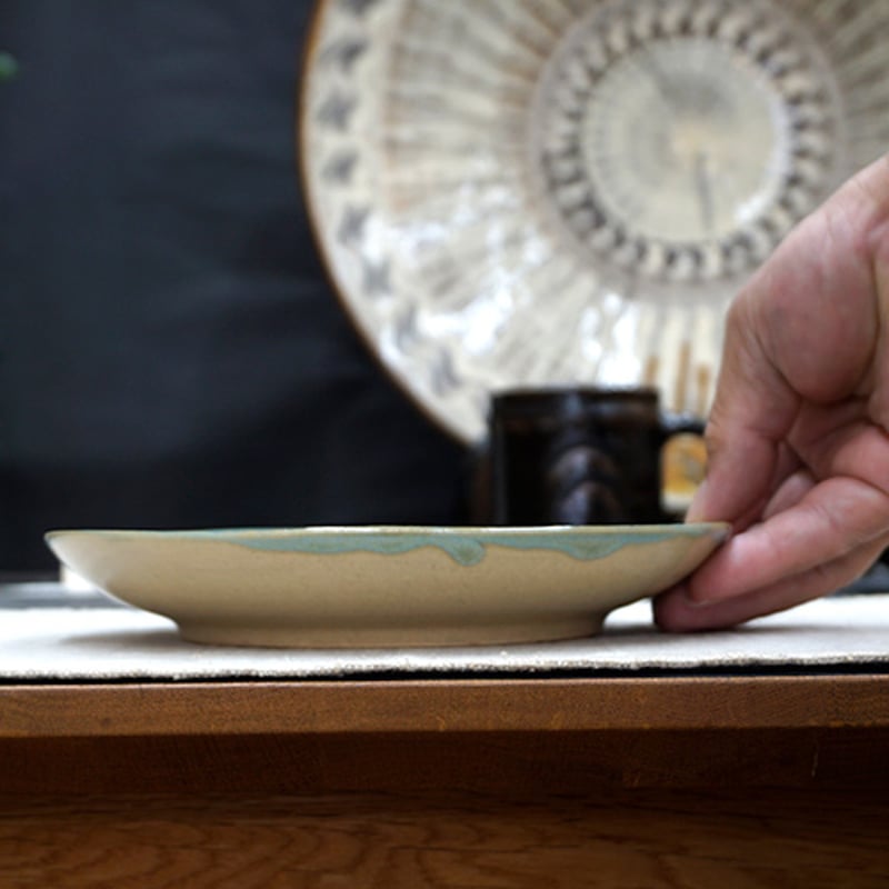 益子焼 大皿 陶器. 和食器 益子焼 大皿 18cm 青釉 丸笹紋 | うつわの店 クラフト