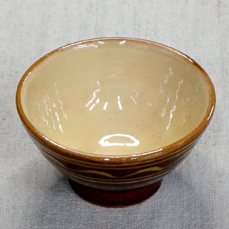 和食器 布志名焼 湯町窯 茶碗 小 10.5cm 浪紋黄釉 淡茶