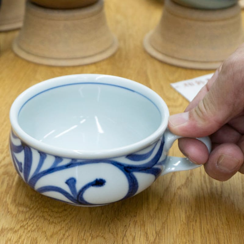 和食器 砥部焼 梅山窯 スープカップ 180CC 唐草 | うつわの店 クラフト