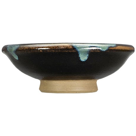 薩摩焼 和食器 龍門司焼 反り 中鉢 16cm 黒釉 青流