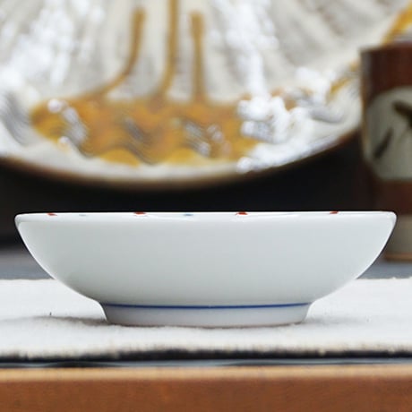和食器 砥部焼 梅山窯 豆皿 9cm 放射線