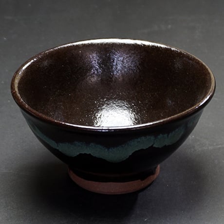 和食器 龍門司焼 茶碗 中 12cm 黒釉青流
