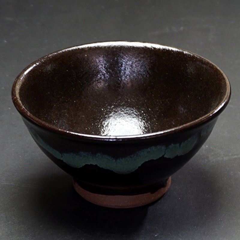 和食器 龍門司焼 茶碗 中 12cm 黒釉青流 | うつわの店 クラフト