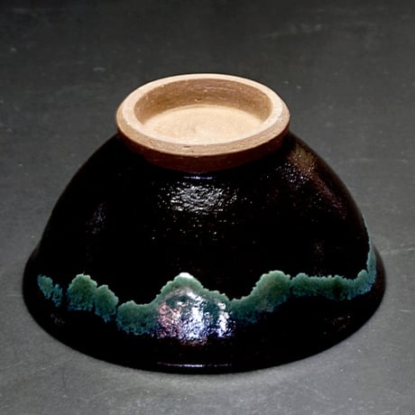和食器 龍門司焼 茶碗 中 12cm 黒釉青流