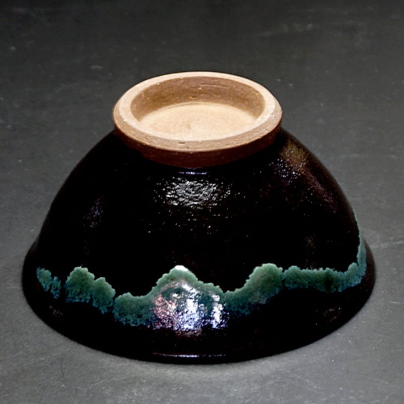 中国　黒釉　唐草文　天目茶碗　C　6518 中国 黒釉 唐草文 天目茶碗 C 6518