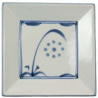 和食器 砥部焼 梅山窯 角 小皿 12.5cm 呉須 太陽