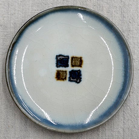 和食器 布志名焼 袖師窯 中皿 17cm 市松 二色