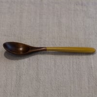 漆 仕上げ デザート 用 木のスプーン 15cm イエロー
