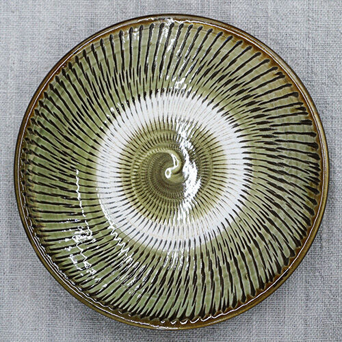 和食器 小鹿田焼 黒木昌伸窯 中皿 15cm 飛び鉋 緑 | うつわの店