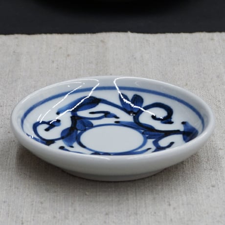 和食器 砥部焼 貞山窯 豆皿 10cm 玉渕 唐草