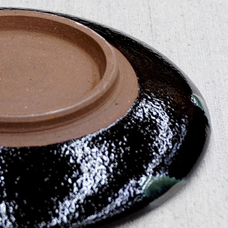 和食器 龍門司焼 大皿 18cm 黒釉青流 | うつわの店 クラフトなかつか