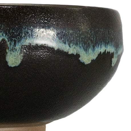 和食器 龍門司焼 中鉢 15cm 黒釉青流