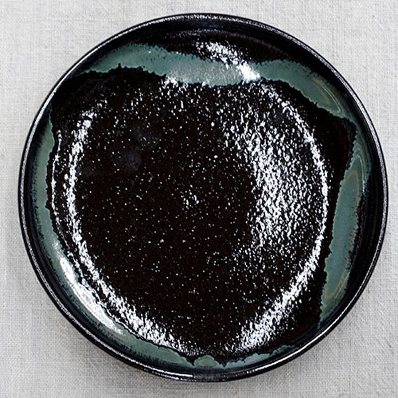 和食器 龍門司焼 大皿 18cm 黒釉青流 | うつわの店 クラフトなかつか