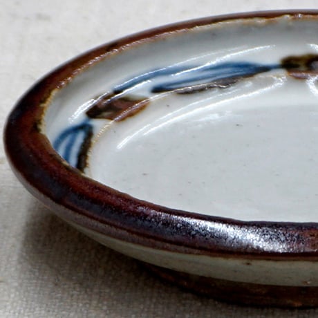 和食器 布志名焼 袖師窯 豆皿 9.5cm 渕草絵
