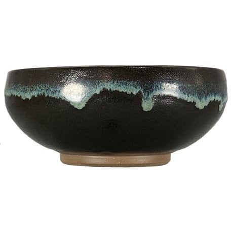 和食器 龍門司焼 中鉢 15cm 黒釉青流