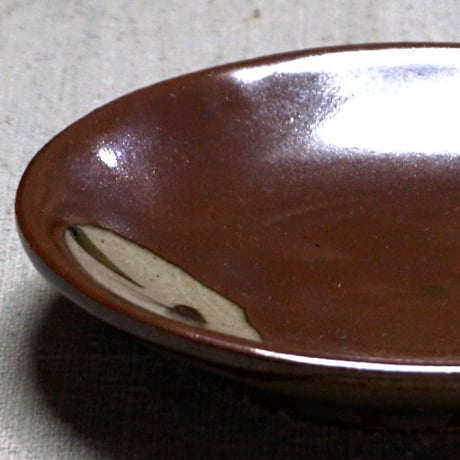 和食器 益子焼 小皿 12cm 柿釉 丸笹紋