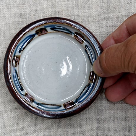和食器 布志名焼 袖師窯 豆皿 9.5cm 渕草絵