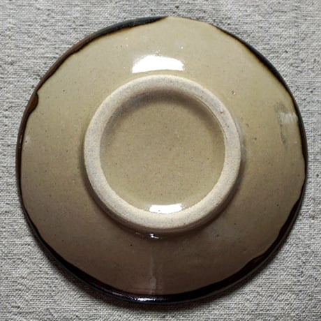 和食器 益子焼 中皿 15cm 柿釉 丸笹紋