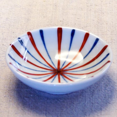 和食器 砥部焼 梅山窯 豆皿 9cm 放射線