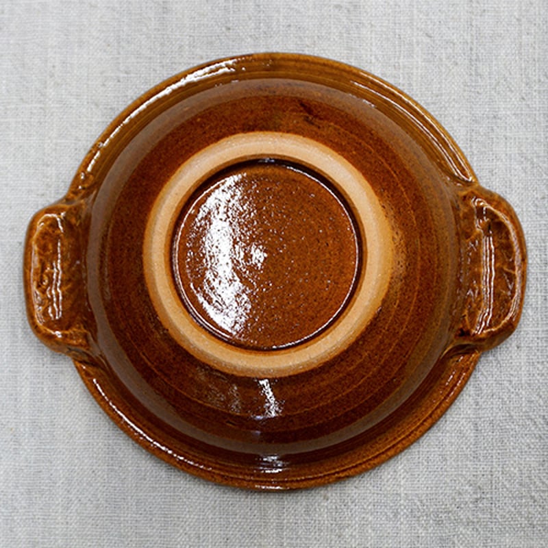 和食器 布志名焼 湯町窯 手付 浅鉢 15cm 花紋濃茶 黄釉 | うつわの店
