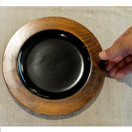 漆器 木の器 カラー プレート 21cm ブラック